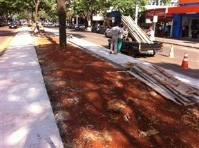 Calor atrapalha a construção da ciclovia na Avenida Brasil em Maringá